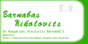 barnabas mikolovits business card